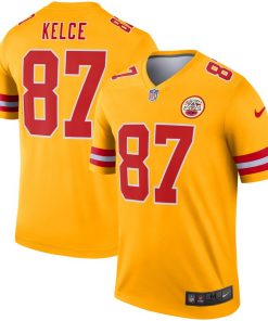 Men's Kansas City Chiefs #87 Travis Kelce Gold Inverted Legend Jersey