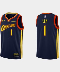 Men's Golden State Warriors #1 Damion Lee 2020-21 City Edition Navy Stitched NBA Jersey