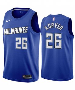 Men's Milwaukee Bucks #26 Kyle Korver Navy City Edition New Uniform 2020-21 Stitched NBA Jersey