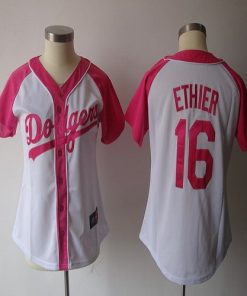 Dodgers #16 Andre Ethier White/Pink Women's Splash Fashion Stitched MLB Jersey