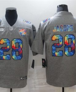 Men's Las Vegas Raiders #28 Josh Jacobs 2020 Grey Crucial Catch Limited Stitched NFL Jersey