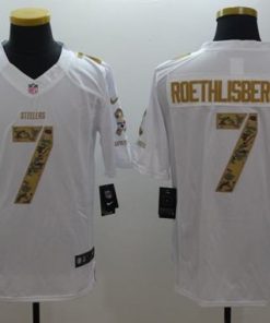 Nike Steelers #7 Ben Roethlisberger White Men's Stitched NFL Limited Salute to Service Jersey