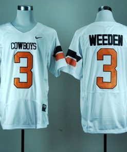 Cowboys #3 Brandon Weeden White Pro Combat Stitched NCAA Jersey