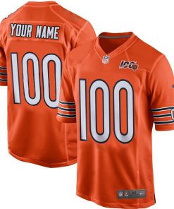 Men's Chicago Bears Customized 100th season Orange Limited Stitched NFL Jersey