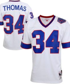 Men's  Bills #34 Thurman Thomas  White Mitchell & Ness Throwback NFL Jersey