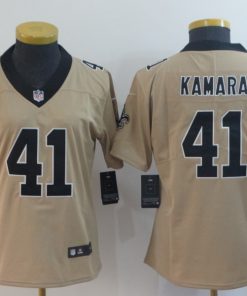 Women's New Orleans Saints #41 Alvin Kamara Gold Inverted Legend Stitched NFL Jersey(Run Small)