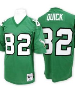 Mitchell And Ness Eagles #82 Mike Quick Green Stitched Throwback NFL Jersey
