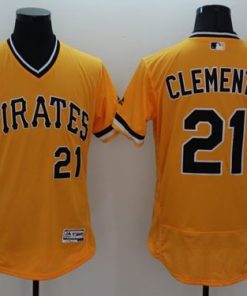 Pirates #21 Roberto Clemente Gold Flexbase Authentic Collection Cooperstown Stitched MLB Jersey