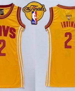 Cavaliers #2 Kyrie Irving Gold The Finals Patch Women's Dress Stitched NBA Jersey
