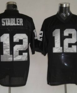 Mitchell and Ness Raiders Kenny Stabler #12 Stitched Black NFL Jersey