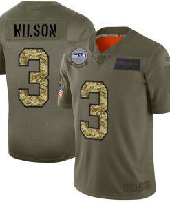 Men's Seattle Seahawks #3 Russell Wilson 2019 Olive/Camo Salute To Service Limited Stitched NFL Jersey