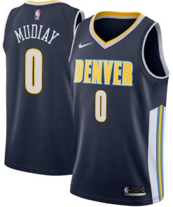 Men's Denver Nuggets Navy #0 Emmanuel Mudiay Icon Edition Stitched NBA Jersey