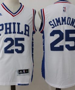 76ers #25 Ben Simmons White Stitched NBA Jersey