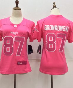 Women's Nike New England Patriots #87 Rob Gronkowski Pink Limited Rush Fashion Stitched NFL Jersey