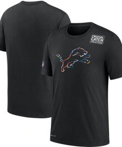 Men's Detroit Lions 2020 Black Sideline Crucial Catch Performance NFL T-Shirt