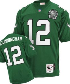 Mitchell&Ness Eagles #12 Randall Cunningham Green Stitched Throwback NFL Jersey