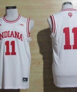 Hoosiers #11 Isiah Thomas White Big 10 Patch Basketball Stitched NCAA Jersey