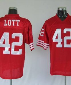 Mitchell and Ness 49ers Ronnie Lott Premier 42# Stitched Red Jersey