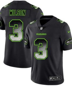 Men's Seattle Seahawks #3 Russell Wilson Black 2019 Smoke Fashion Limited Stitched NFL Jersey