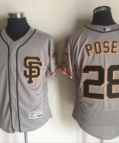 Giants #28 Buster Posey Grey Flexbase Authentic Collection Road 2 Stitched MLB Jersey