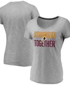 Women's Washington Redskins Gray Stronger Together Space Dye V-Neck T-Shirt(Run Small)