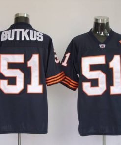 Mitchell & Ness Bears #51 Dick Butkus Blue With Big Number Bear Patch Stitched Throwback NFL Jersey