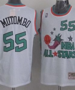 Mitchell And Ness Nuggets #55 Dikembe Mutombo White 1996 All star Stitched NBA Jersey