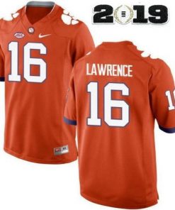 Men's Clemson Tigers #16 Trevor Lawrence Orange Stitched Football Jersey