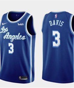 Men's Los Angeles Lakers #3 Anthony Davis Blue Stitched NBA Jersey
