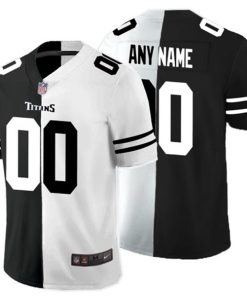 Men's Tennessee Titans Custom Black White Split Limited Stitched Jersey