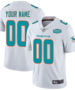 Men's Miami Dolphins Customized White With 347 Shula Patch 2020 Vapor Untouchable Stitched Jersey