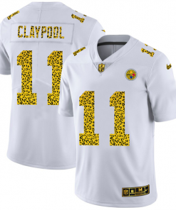 Men's Pittsburgh Steelers #11 Chase Claypool 2020 White Leopard Print Fashion Limited Stitched NFL Jersey