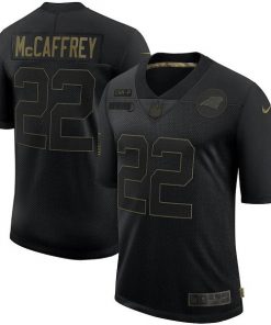 Men's Carolina Panthers #22 Christian McCaffrey 2020 Black Salute To Service Limited Stitched NFL Jersey