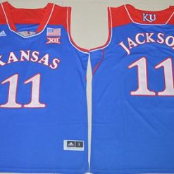 Jayhawks #11 Josh Jackson Royal Blue Basketball Authentic Stitched NCAA Jersey