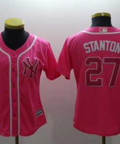 Women's New York Yankees #27 Giancarlo Stanton Pink Cool Base Stitched MLB Jersey