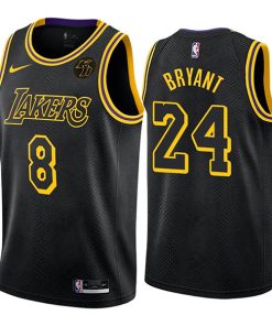 Men's Los Angeles Lakers Front #8 Back #24 Kobe Bryant Black Stitched NBA Jersey
