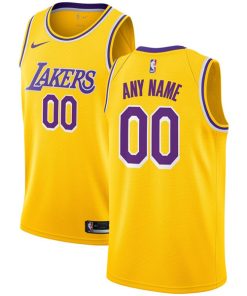 Men's Los Angeles Lakers Customized Gold Stitched NBA Jersey