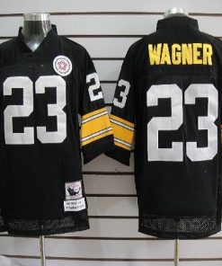 Mitchell And Ness Steelers #23 Mike Wagner Black Stitched NFL Jersey