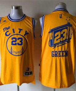 Warriors #23 Draymond Green Gold Throwback The City Stitched NBA Jersey
