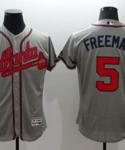Braves #5 Freddie Freeman Grey Flexbase Authentic Collection Stitched MLB Jersey