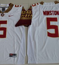 Seminoles #5 Jameis Winston White Stitched NCAA Limited Jersey