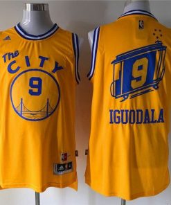 Warriors #9 Andre Iguodala Gold Throwback The City Stitched NBA Jersey