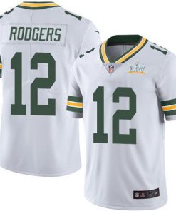 Men's Green Bay Packers #12 Aaron Rodgers White 2021 Super Bowl LV Stitched NFL Jersey