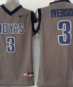 Hoyas #3 Allen Iverson Grey Basketball Stitched NCAA Jersey