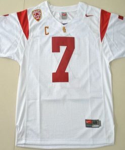 Trojans #7 Matt Barkley White With PAC-12 C Patch Stitched NCAA Jersey