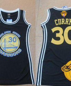 Warriors #30 Stephen Curry Black The Finals Patch Women's Dress Stitched NBA Jersey