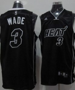 Heat #3 Dwyane Wade Black Shadow Stitched NBA Jersey