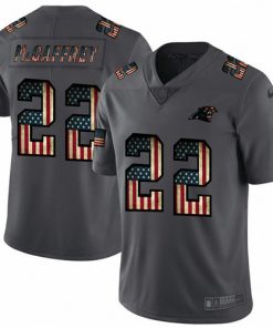 Men's Carolina Panthers #22 Christian McCaffrey Grey 2019 Salute To Service USA Flag Fashion Limited Stitched NFL Jersey