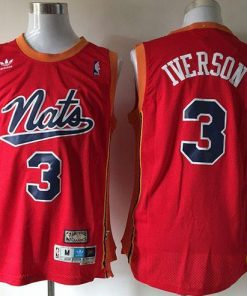 76ers #3 Allen Iverson "Nats" Throwback Red Stitched NBA Jersey