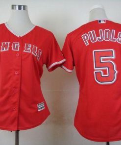 Angels #5 Albert Pujols Red Alternate Women's Stitched MLB Jersey